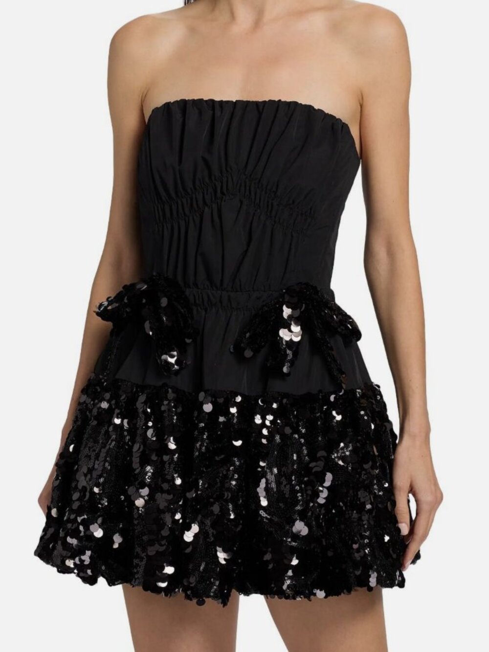 Aknvas Women's Black Kamilla Sleeveless Sequined Strapless Minidress Size 4